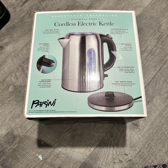 parini 360 swivel base Cordless Electric Kettle in box stainless steel - Picture 2 of 7